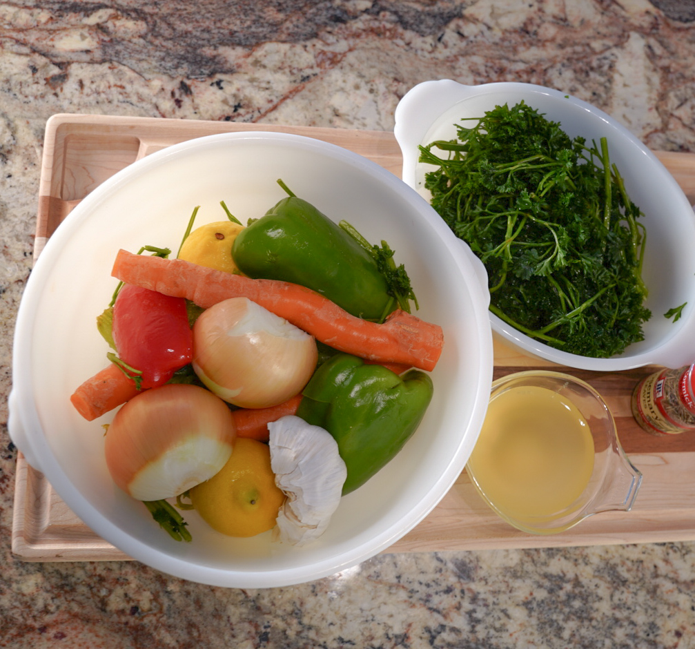 Ingredients for the heart homemade chicken broth